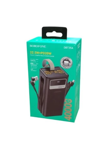 Портативное зарядное устройство Power Bank DBT35A 40000 mAh с быстрой зарядкой и фонариком кабель Type-C 22,5 Вт Borofone (363831048)