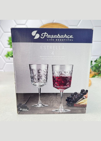 Набор бокалов для вина Эстрелла 340 мл, 4 шт, стекло, прозрачные Pasabahce (316090076)