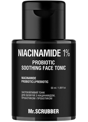 Успокаивающий тоник для лица с ниацинамидом, пробиотиком и пребиотиком Niacinamide 1% Face Tonic 50ml (1441877-30276857) Mr. Scrubber (368655732)