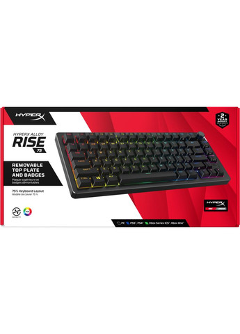 Клавіатура Alloy Rise 75 PBT HX Red USB UA Black (7G7A4AA) HyperX (315137677)