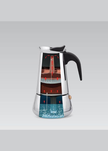 Кофеварка нержавеющая гейзерная сталь 300 мл на 6 чашек (MR-1660-6) Maestro (334006507)