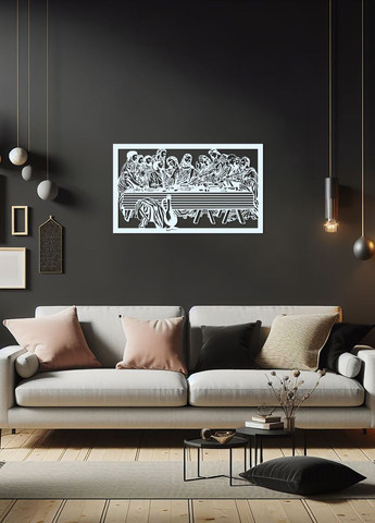 Декоративне панно з дерева, дерев'яна картина на стіну "Тайна вечеря", мінімалістичний стиль 30х18 см Woodyard (292013438)