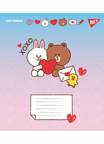 Набір зошитів Line Friends. Love letter А5 в лінійку 12 аркушів 25 шт. () Yes 766948 (337471690)