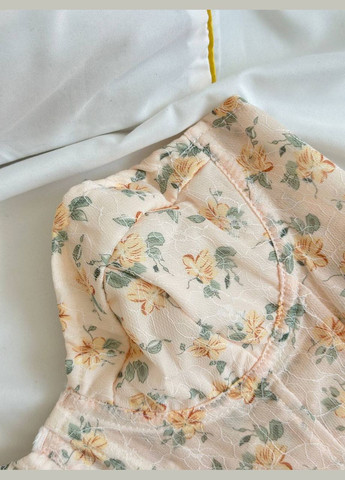 Корсет- топ без бретелей у квітковий принт No Brand (331172722)