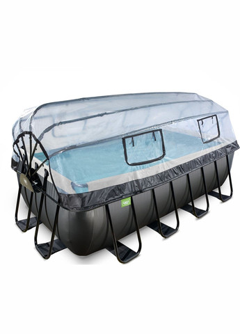 Басейн каркасний EXIT 400 х 200 х 122 см/8870 л Чорний шкіра з куполом + тепловий насос 600 Вт Exit Toys (329444250)