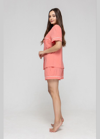 Терракотовая всесезон женская пижама рубашка с коротким рукавом и шорты рубашка + шорты GorLin