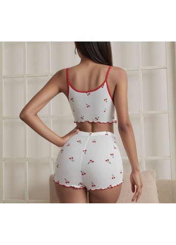 Біла всесезон сексуальна жіноча піжама "chery" s-m майка + шорти No Brand