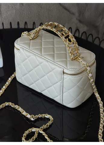 Жіноча сумка Chanel Vanity Logo Handle Premium білий крос боді через плечі Шанель MDR No Brand (382994411)