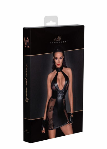 Черное платье noir f238 short tulle dress with powerwetlook inserts - 3xl Handmade