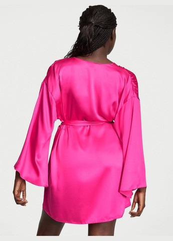 Женский сатиновый халат Satin Short Robe Hot Pink M/L Victoria's Secret (322815212)