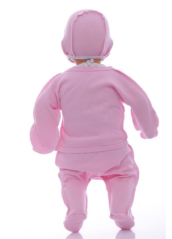 Рожевий демісезонний комплект розпашонка, повзунки, чепчик для дівчинки інтерлок рожевий 56 см (41967) BABYKROHA