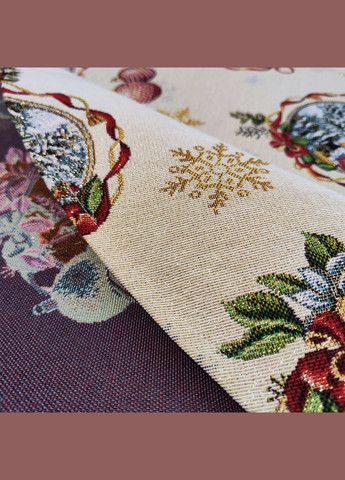 Гобеленова скатертина кругла з золотистою ниткою новорічна святкова скатертина для круглого столу 240 Maystat (306812344)