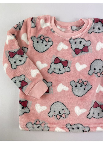 Персиковая зимняя пижама детская вельсофт Flamingo