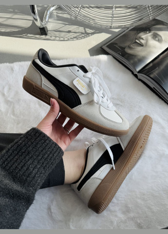 Кросівки жіночі і чоловічі Puma Palermo Leather White Grey Black Gum | Пума Палермо білі No Brand білі демісезони (339604419)