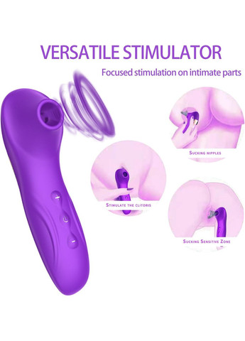 Вакуумный вибратор фиолетового цвета для стимуляции клитора с 10 различными режимами No Brand (315725443)
