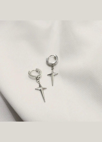 Серебристая серьга с подвеской объемной длинной звезды унисекс хип-хоп casual трендовая современная однотонная корейский стиль No Brand (337715901)