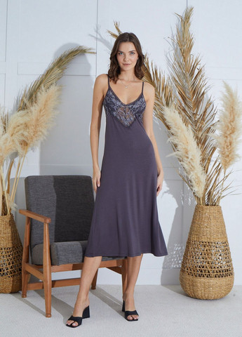 Сірий демісезонний коплект жіночий (сорочка і халат) Sevim