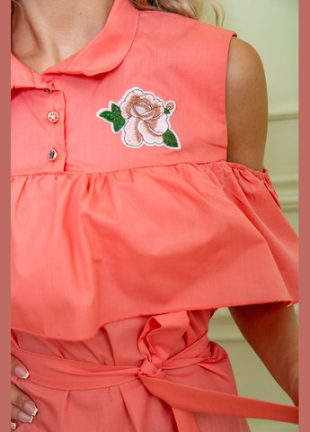 Персиковая демисезонная нарядная блуза с рюшей, цвета джинс, Ager