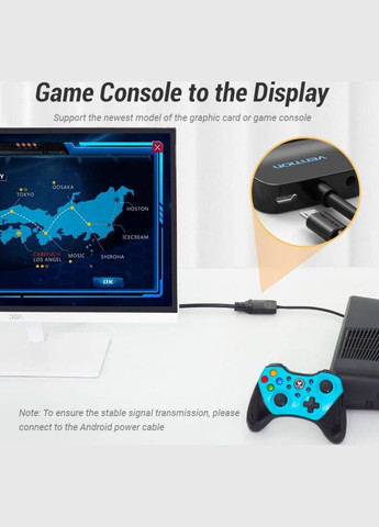 Адаптер HDMI to VGA Converter with Female Micro USB and Audio Port 0.15M Black (42161) Vention (300682166)