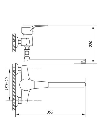 Смеситель для ванны EDN 183 (ZX2799) Zerix (322005644)