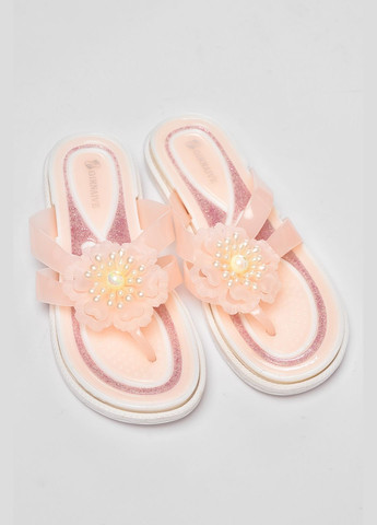 Светло-розовые пляжные вьетнамки женские силиконовые светло-розового цвета Let's Shop с цветами