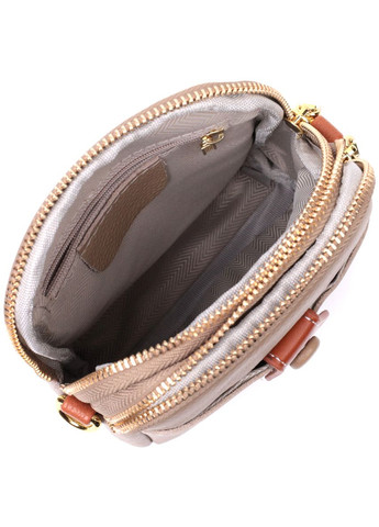 Сучасна кроссбоді трапеція для жінок з натуральної шкіри бежева 22271 Vintage (329195619)