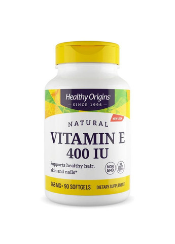 Витамины и минералы Vitamin E 400 IU, 90 капсул Healthy Origins (293415720)