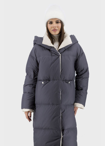 Темно-серый зимний Пуховик No Brand
