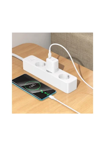 Мережевий зарядний пристрій з кабелем single-port PD20W charger set (C to C) (EU) White Borofone BN26 Fuente (371647140)