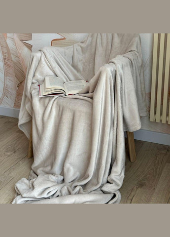 Плед мікрофібра велсофт однотонний на полуторний диван 150х200 Беж (М-lel-001-01) No Brand (306633418)