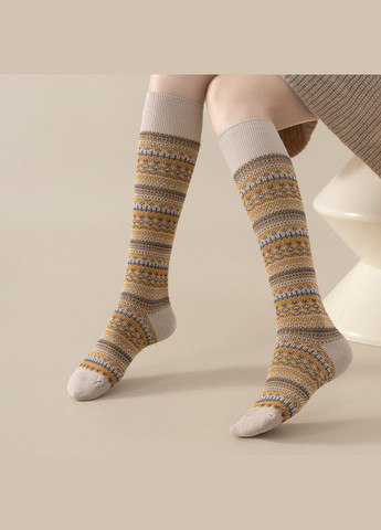 Бежевые носки с узорами высокие носочки бежевые 32170 35-41 (311222974)