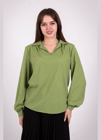 Світло-зелена блузка жіноча 052 однотонний софт яблучна Актуаль