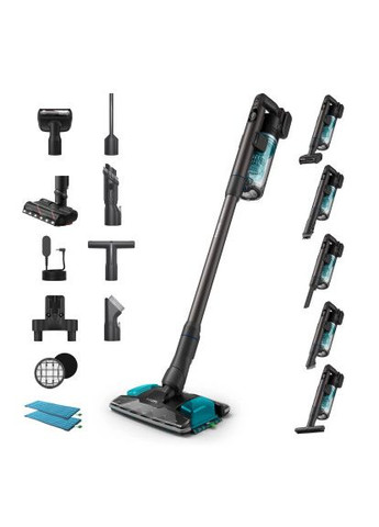 Купити 🔥 Пилосос XC8157/01 | 🔋 Ручний Акумуляторний 3-в-1, Сухе + Вологе Прибирання | Контейнер 0.6 л, Тихий 80 дБ, Колі Philips (370203181)