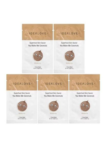 Superfood Skin Savior, маска із суперфудами, кокос, 5 шт. по 20 мл Idealove (362191340)
