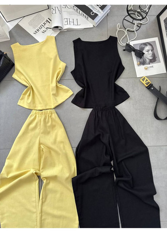 Лляний жіночий костюм (топ + штани) Україна (356683126)