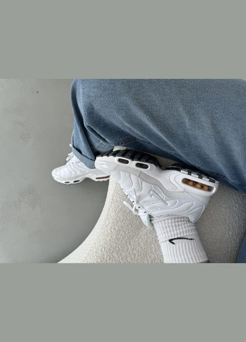 Білі Осінні кросівки чоловічі і жіночі nike air max tn plus white | найк аір макс тн плюс білі No Brand