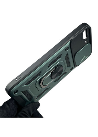 Чехол для iPhone 7 Plus бронированный с кольцом со шторкой на айфон 7 плюс зелёный rg1 Apple (366389022)