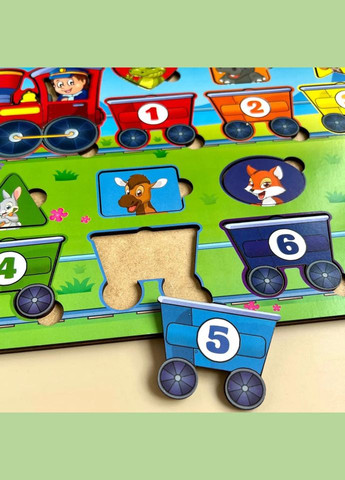 Дерев'яний пазл-вкладиш "Геометричні фігури" (ПСД048) PSD048 сортер-паровоз Ubumblebees (304410908)