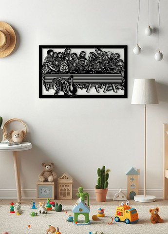 Настінний декор для кімнати, інтер'єрна картина з дерева "Тайна вечеря", оригінальний подарунок 40х25 см Woodyard (292013287)