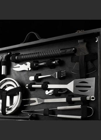 Подарунковий шашличний набір—стіл "Grills G17S" Чорний | Набір для подарунку чоловіку Handmade G017S (347645094)