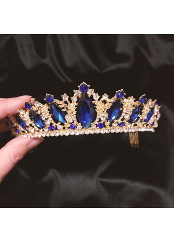 Діадема, тіара для весільної, вечірньої зачіски 4 см, синя No Brand (369162972)