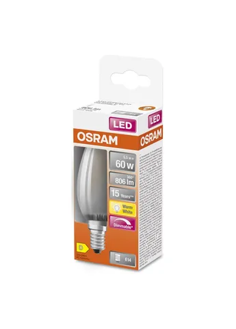 Лампочка LED CL B60 DIM 6,5W/827 230V GL FR E14 (4058075434486) Osram (399259956)