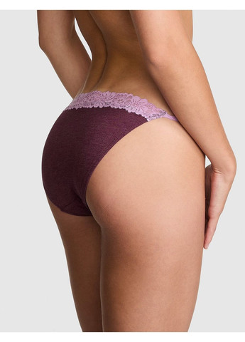 Бавовняні трусики-бікіні з мереживною обробкою PINK Victoria's Secret (366289306)
