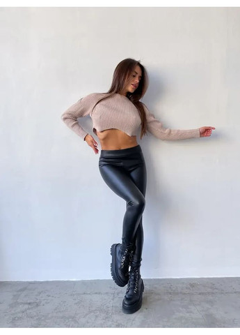 Лосины женские экокожа зимние утеплённые на резинке стрейч M No Brand (366547566)