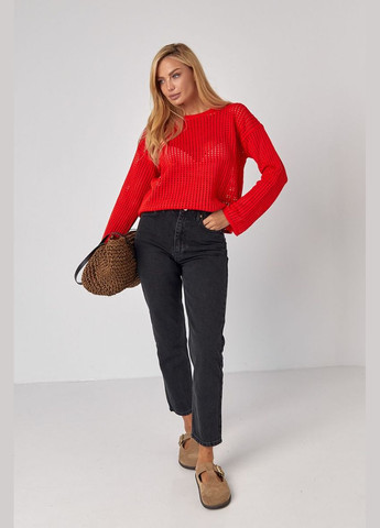 Жіночі джинси МОМ із рваним декором на кишенях 6390 Lurex - (315799412)