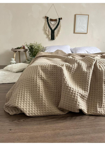 Покрывало Greece вафельное хлопковое цвет капучино 200х230 см ZEINTEX (315347298)