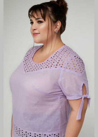 Лавандова літня блуза з батисту та прошви з ажурним візерунком all posa (ap100179p) A'll Posa