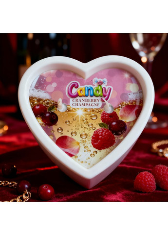 Массажная свеча с ароматом шампанского с клюквой Cranberry Champagne в форме сердца, 70 мл Candy (369660669)