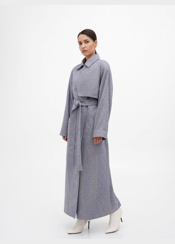 Синє демісезонне Синє пальто максі з відлітною кокеткою a LOT