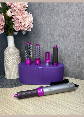 Стайлер 5в1 HAIR BRUSH Styler + Коробка Чохол з функціями надання об'єму, випрямлення, укладання Фіолетовий Lucky Day Shop (337990262)